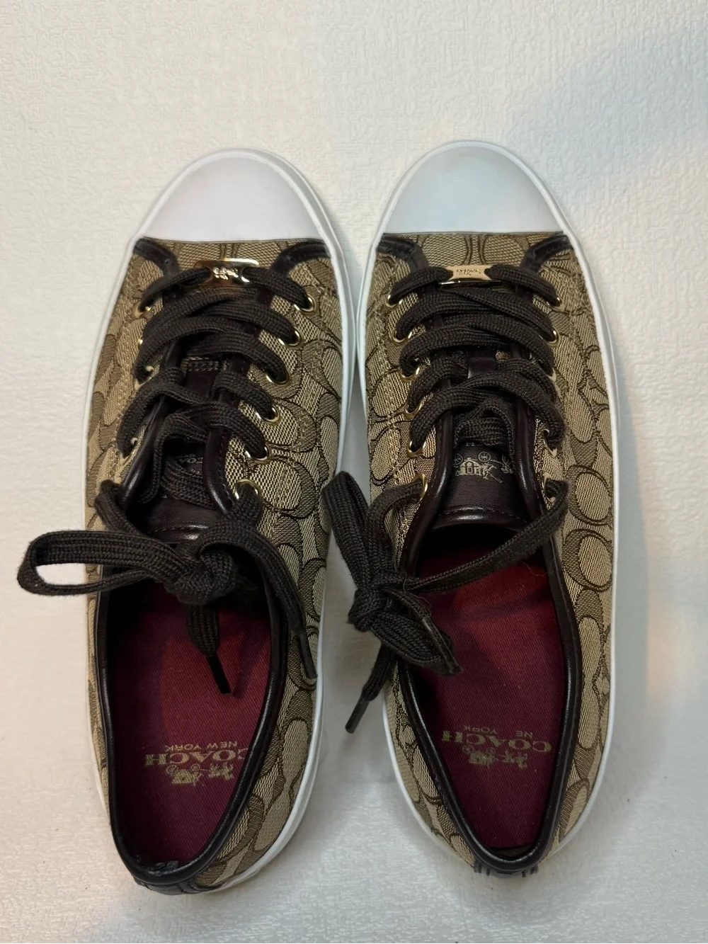 Coach Empire Signature Canvas Sneakers Women’s 8.5B Brown Khaki A00248
